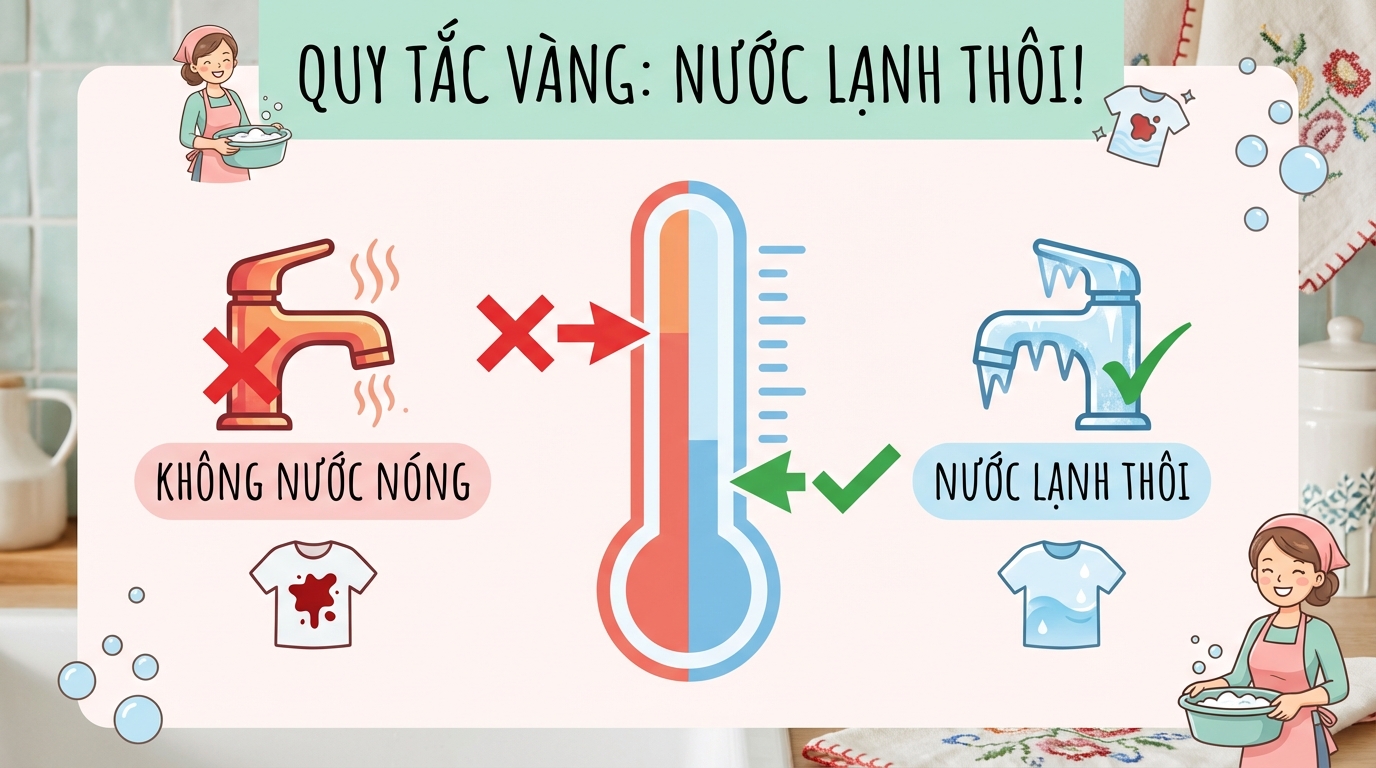 Infographic quy tắc vàng tẩy vết máu: luôn dùng nước lạnh