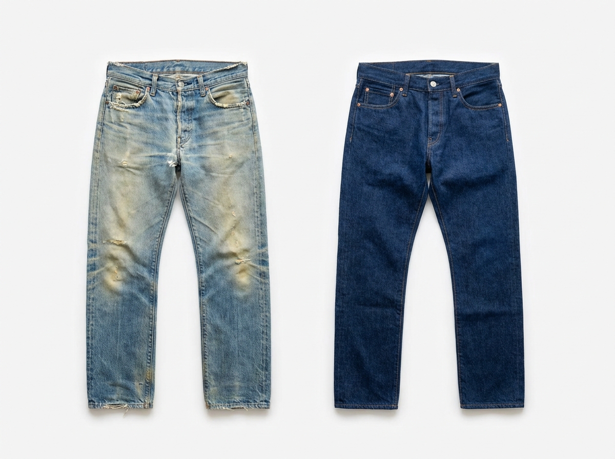 So sánh quần jeans phai màu và quần jeans giữ màu đậm đẹp