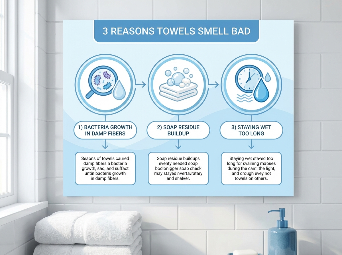 3 thủ phạm khiến khăn tắm hôi: vi khuẩn, cặn xà phòng, và ẩm ướt