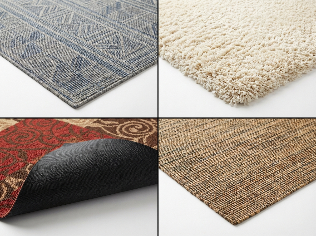 Phân loại 4 loại thảm: thảm lông ngắn, thảm lông dài, thảm cao su, thảm tre cói