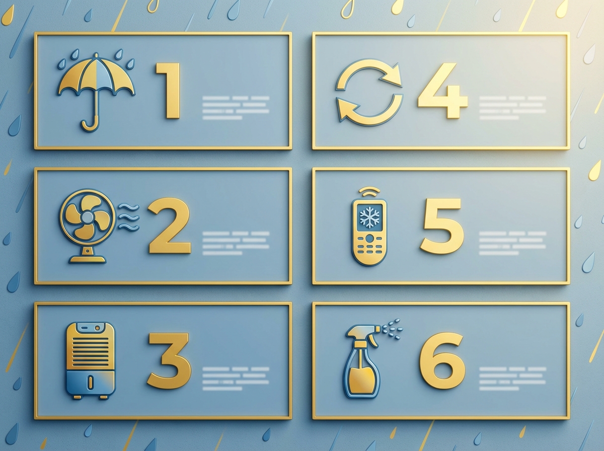 Infographic 6 quy tắc vàng phơi đồ mùa mưa không hôi