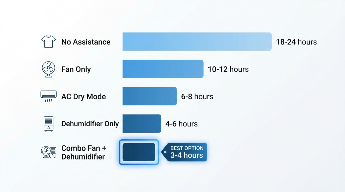 So sánh thời gian khô quần áo theo từng phương pháp phơi trong nhà