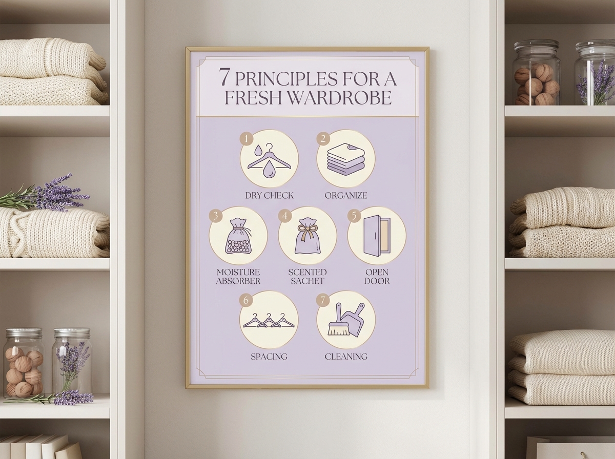 Infographic 7 nguyên tắc bảo quản quần áo trong tủ thơm lâu