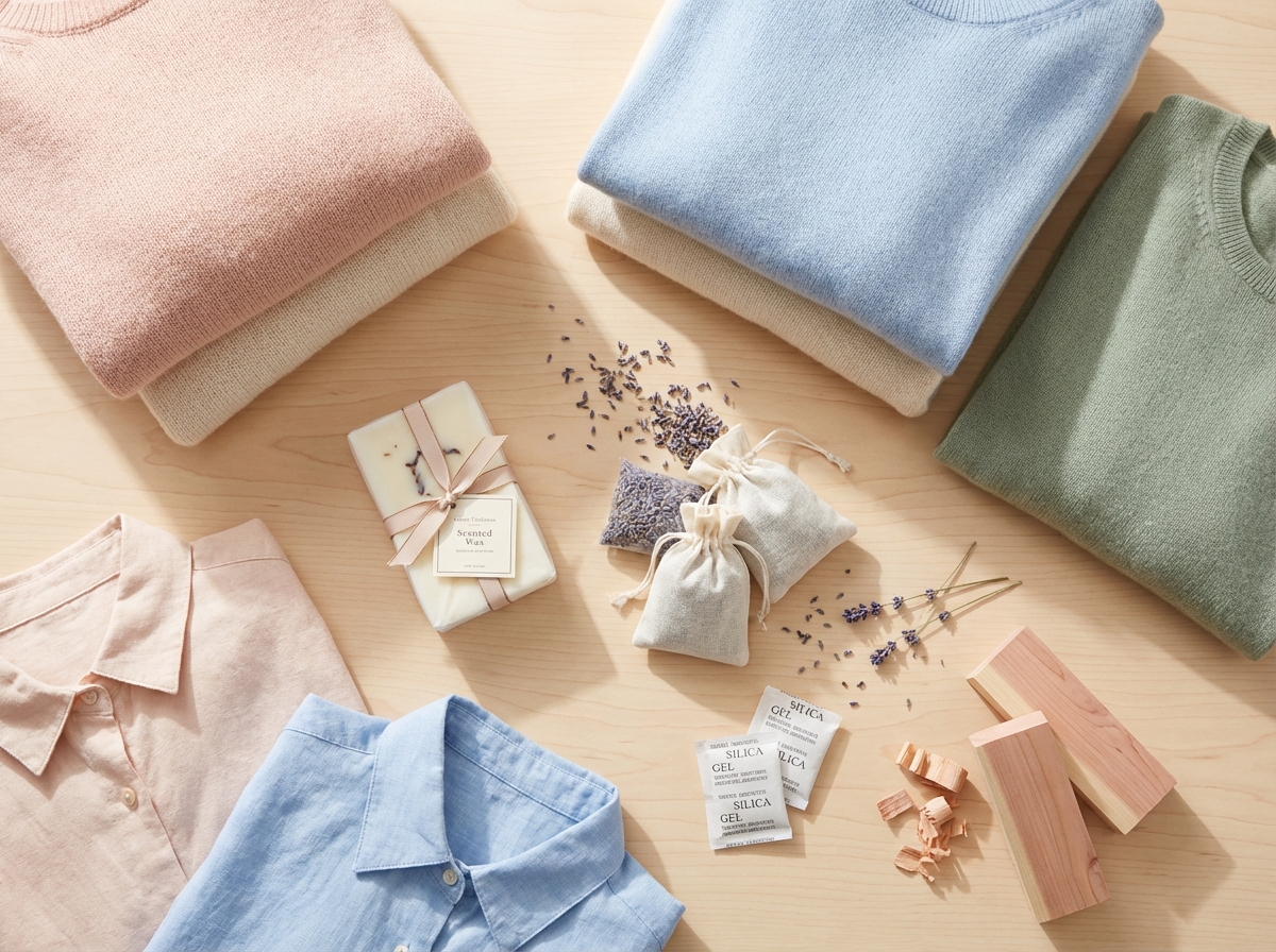 Các sản phẩm giữ thơm tủ quần áo: sáp thơm, túi thơm, gói hút ẩm
