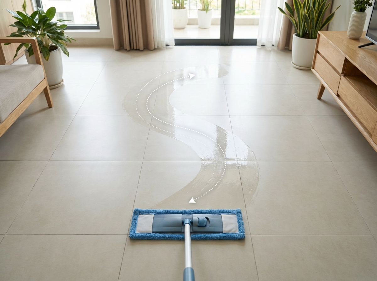 Minh họa kỹ thuật lau sàn chữ S đúng cách