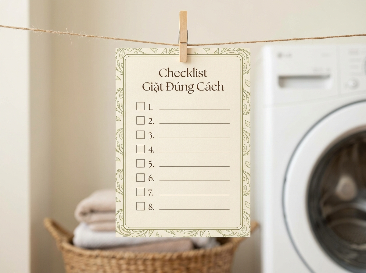 Checklist giặt đúng cách - in ra dán cạnh máy giặt