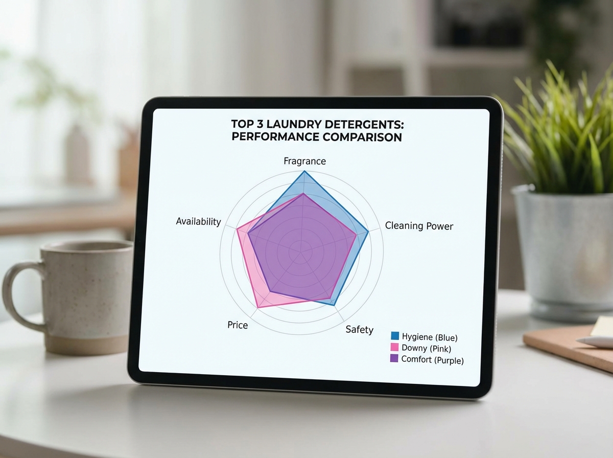 Biểu đồ radar so sánh Hygiene vs Downy vs Comfort