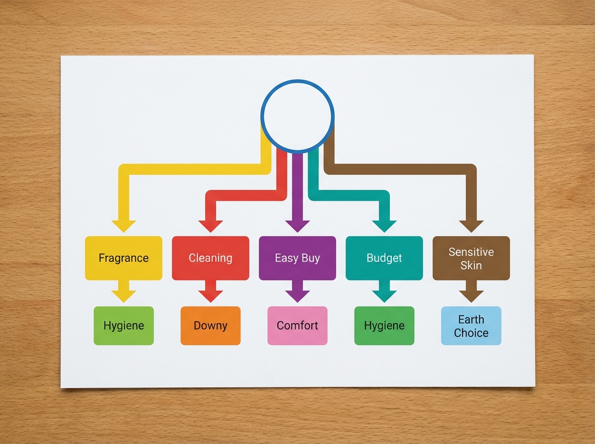 Flowchart chọn nước giặt theo nhu cầu