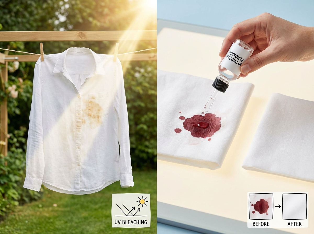 Mẹo phơi nắng UV và oxy già tẩy vết đỏ cà chua cứng đầu