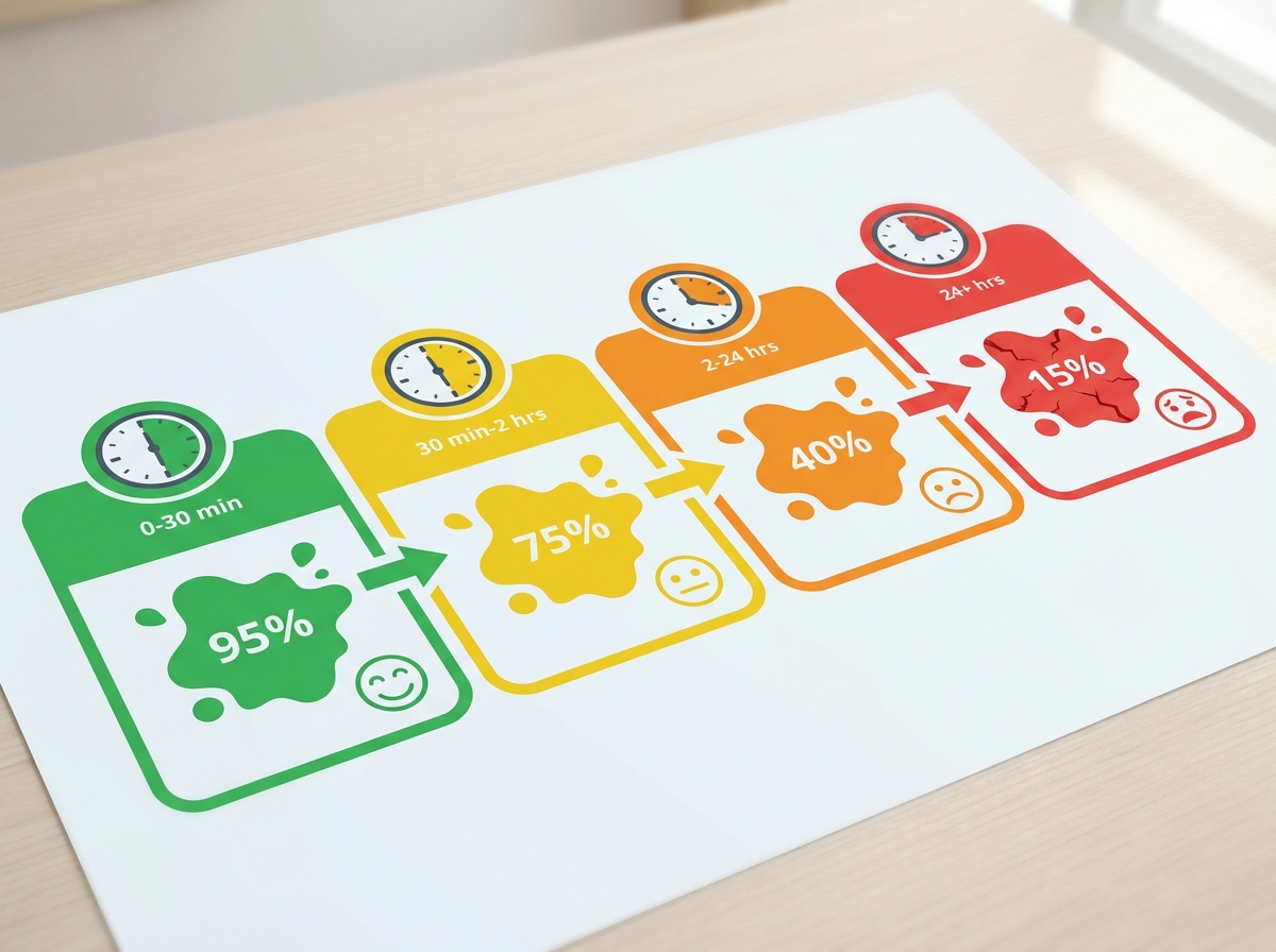 Timeline xử lý vết sơn: càng sớm càng dễ tẩy sạch