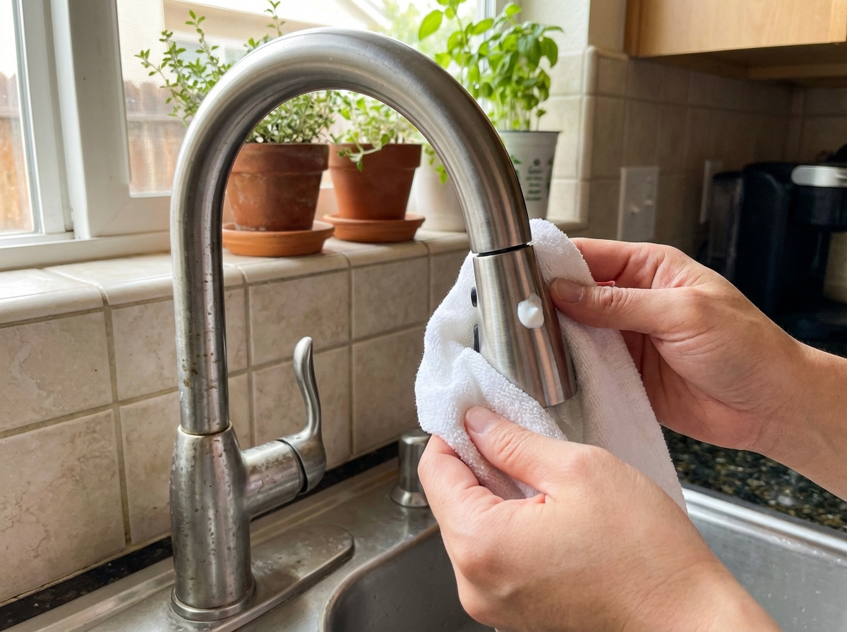 Mẹo dùng kem đánh răng lau vòi nước inox sáng bóng