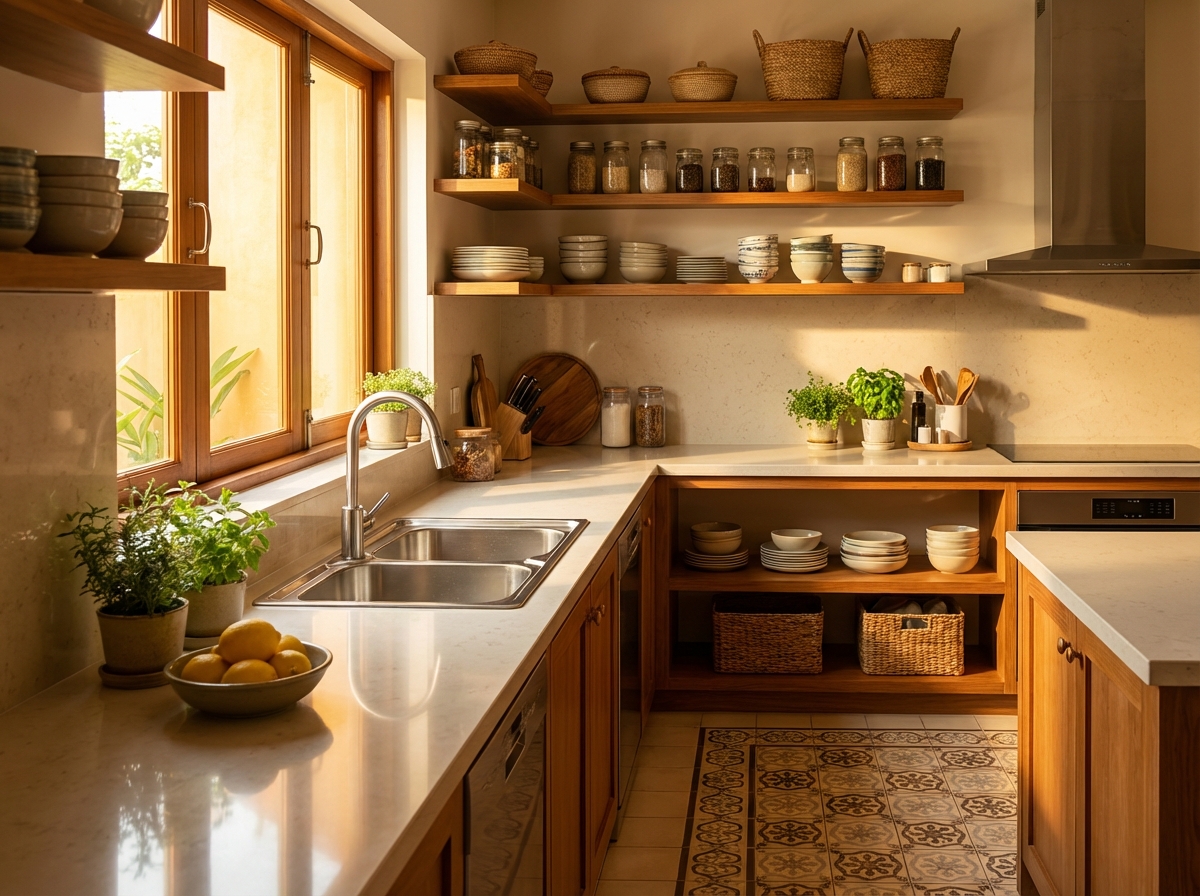 Nhà bếp sạch bóng sau khi áp dụng các mẹo vệ sinh tự nhiên