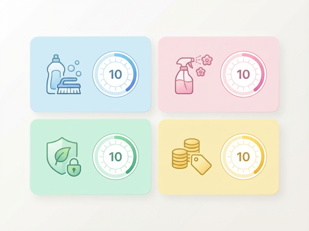 Bảng 4 tiêu chí đánh giá nước lau sàn: độ sạch, mùi hương, an toàn, giá cả