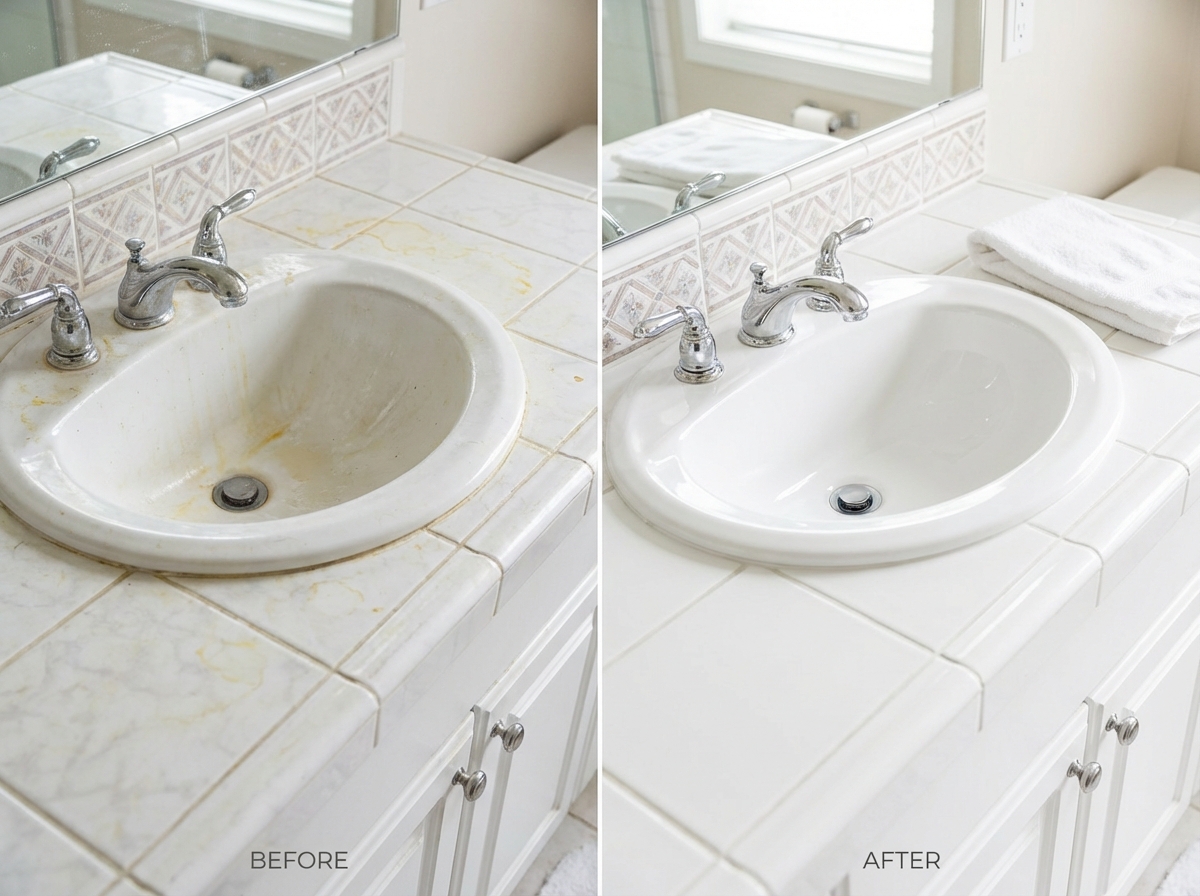 Trước và sau khi dùng Vixol Thái tẩy bồn cầu