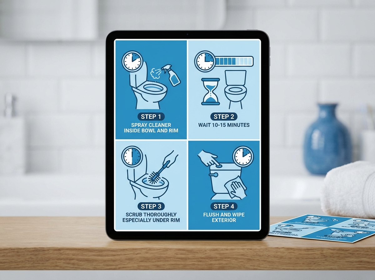 Quy trình vệ sinh bồn cầu 4 bước