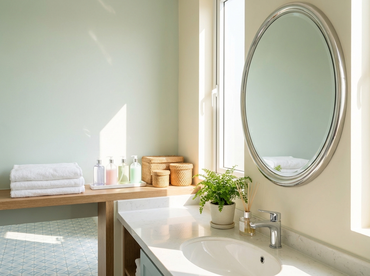 Phòng tắm sạch bóng sau khi vệ sinh đón Tết