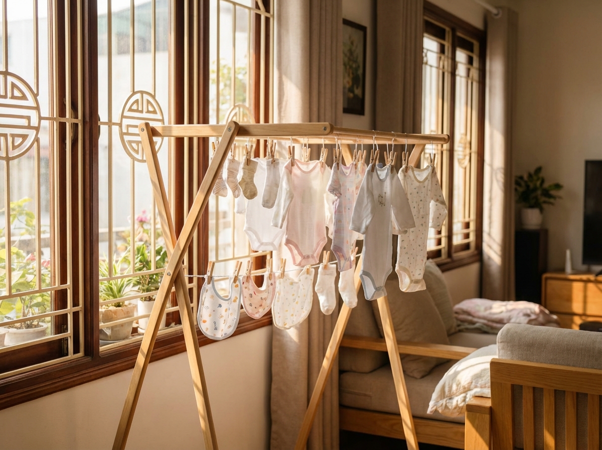 Quần áo bé sạch thơm phơi trong nắng