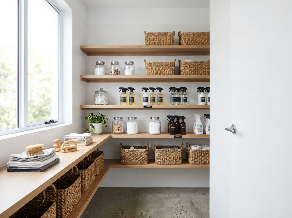 Góc lưu trữ đồ gia dụng gọn gàng trong nhà