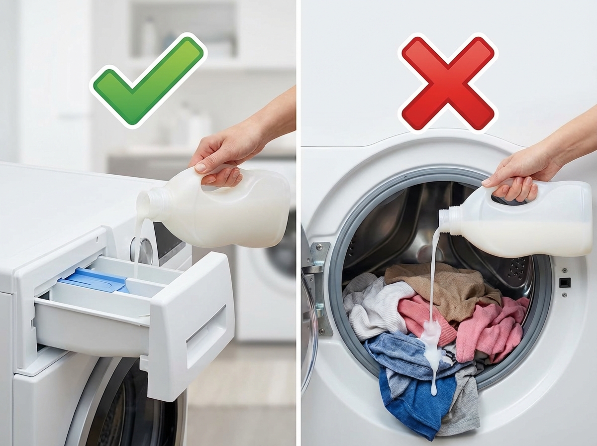 Hướng dẫn đúng và sai khi đổ nước xả vải