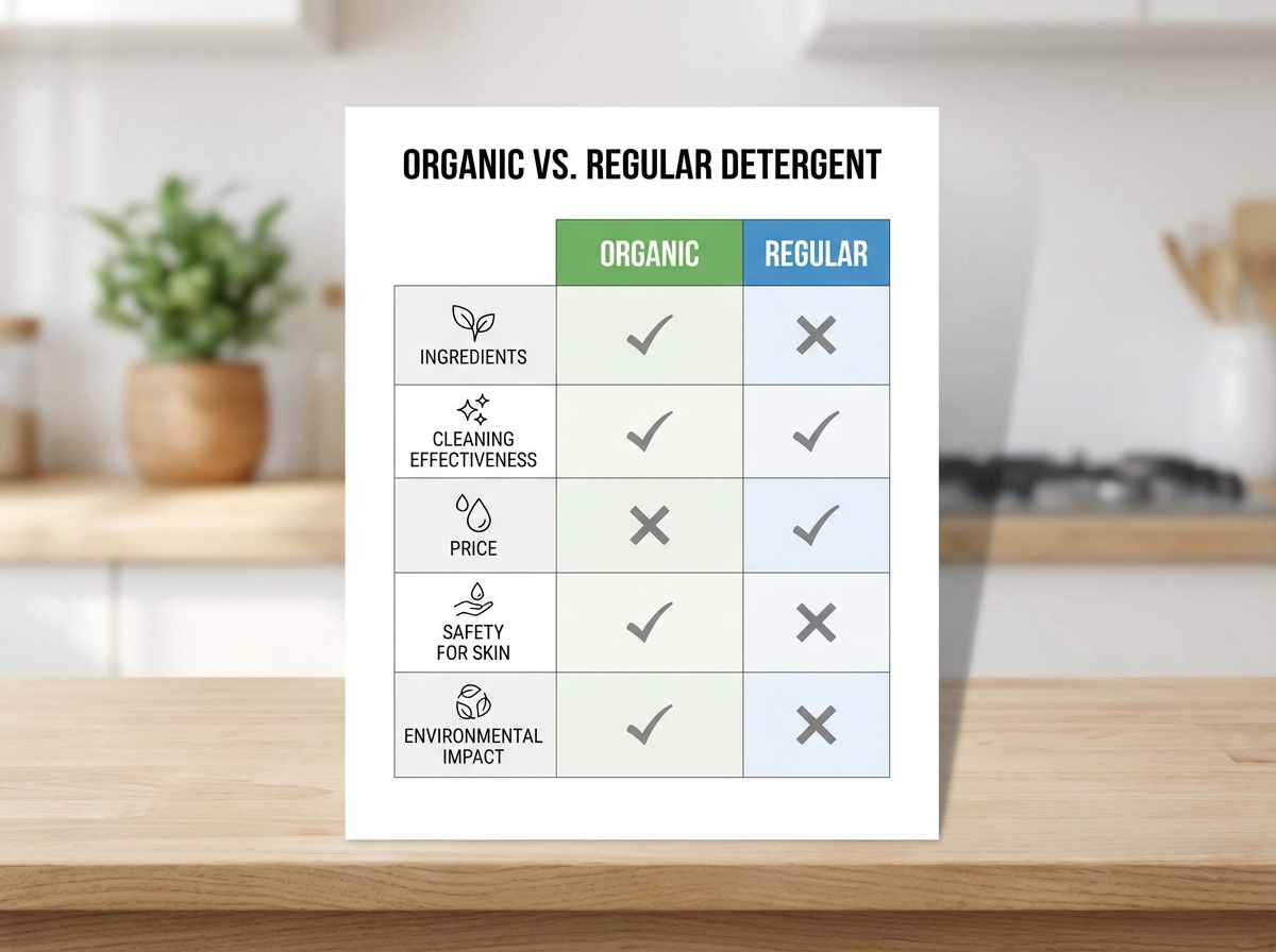 Bảng so sánh nước giặt organic vs nước giặt thông thường theo các tiêu chí