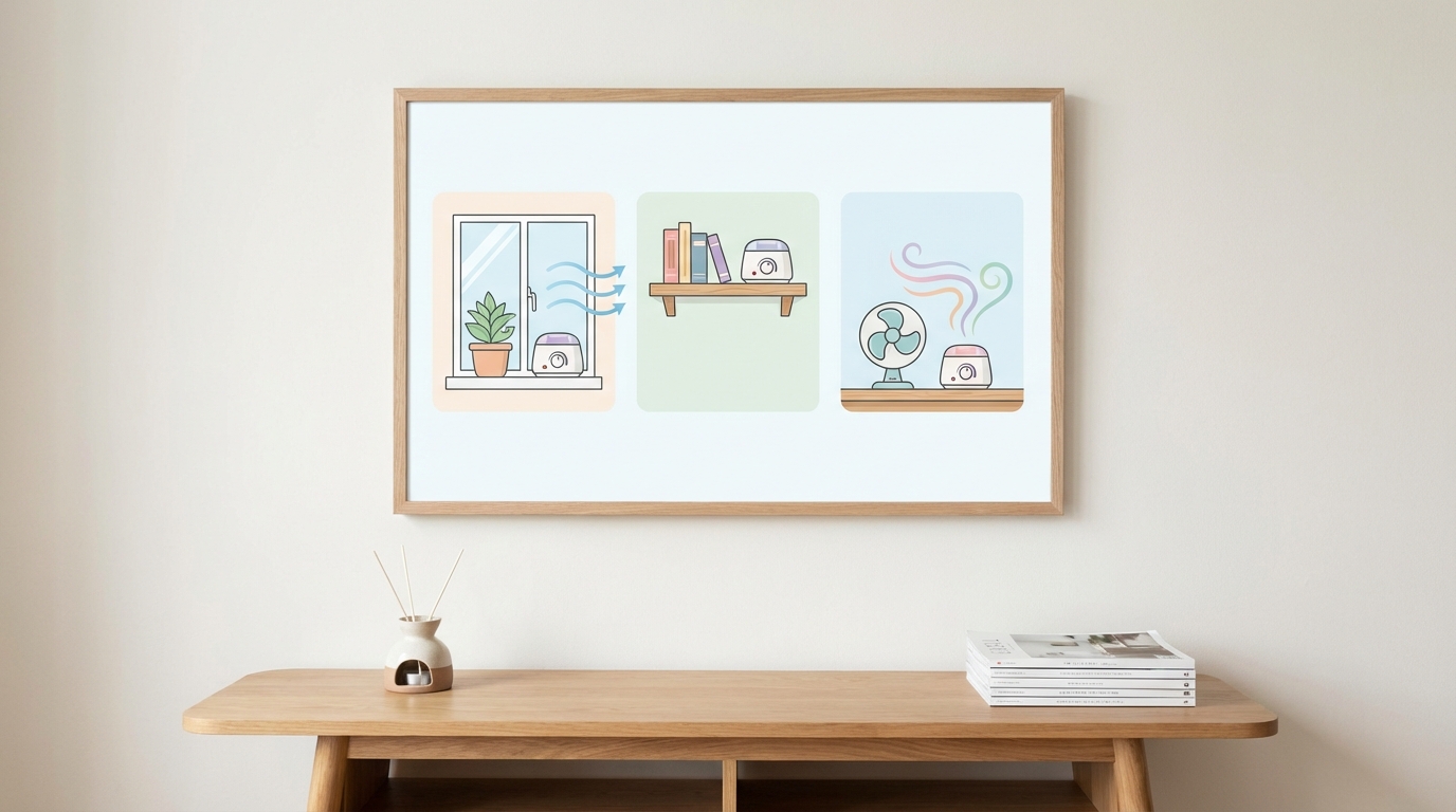 3 vị trí đặt sáp thơm lý tưởng: gần cửa sổ, trên kệ cao, cạnh quạt