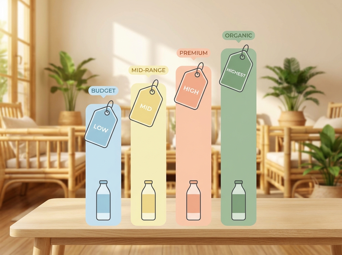 So sánh 4 phân khúc giá nước lau sàn: budget, mid-range, premium và organic