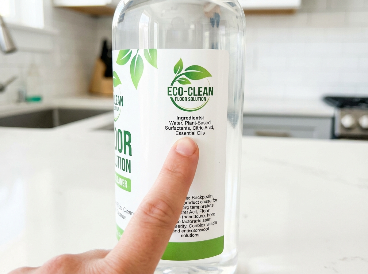Cận cảnh nhãn chai nước lau sàn, hướng dẫn đọc thành phần để chọn sản phẩm an toàn