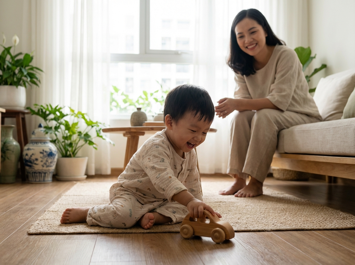 Bé mặc quần áo sạch chơi vui vẻ, mẹ yên tâm với nước giặt organic an toàn