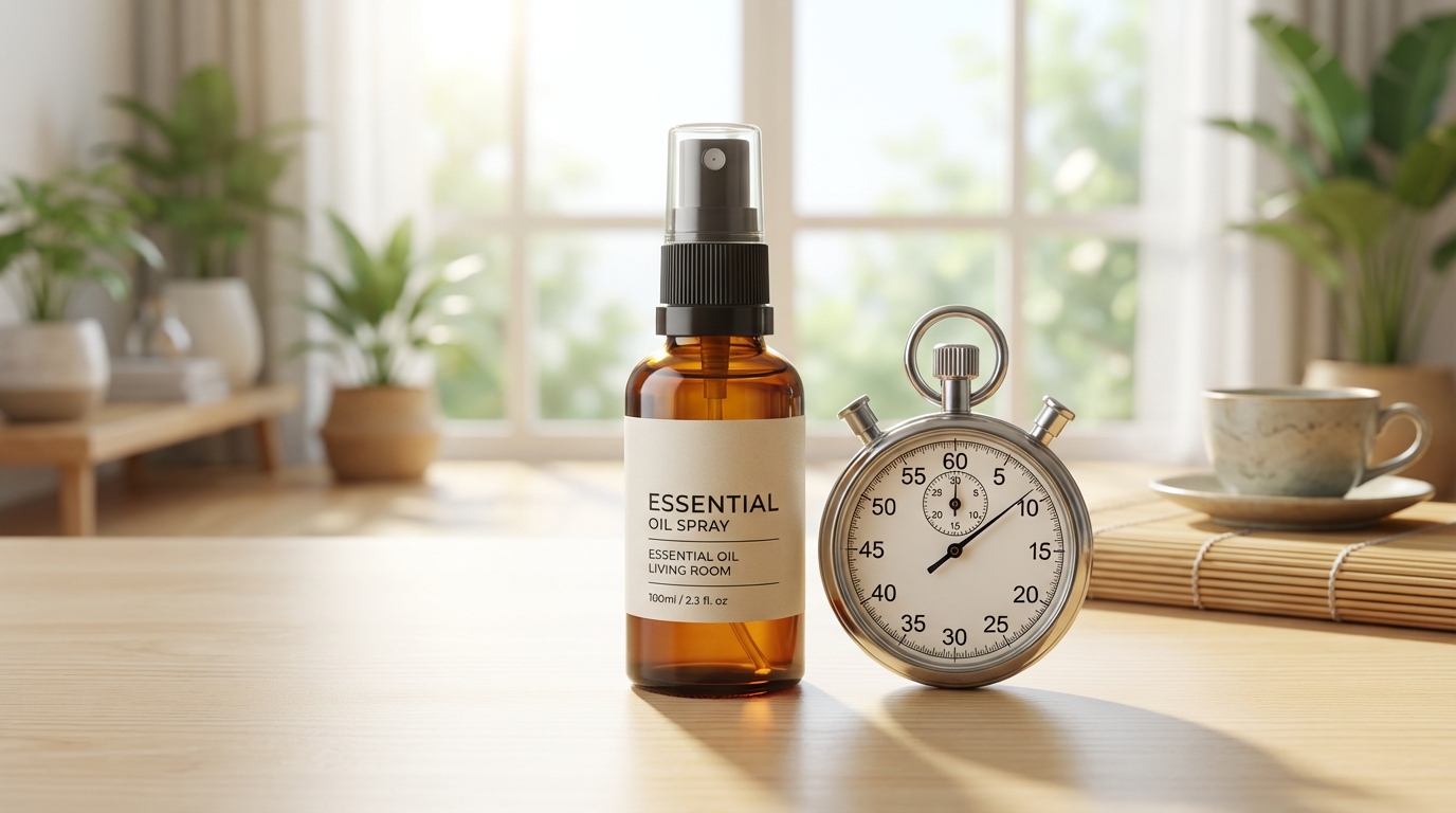 Chai xịt Abura tinh dầu và đồng hồ bấm giờ - test khử mùi 10 giây thực tế
