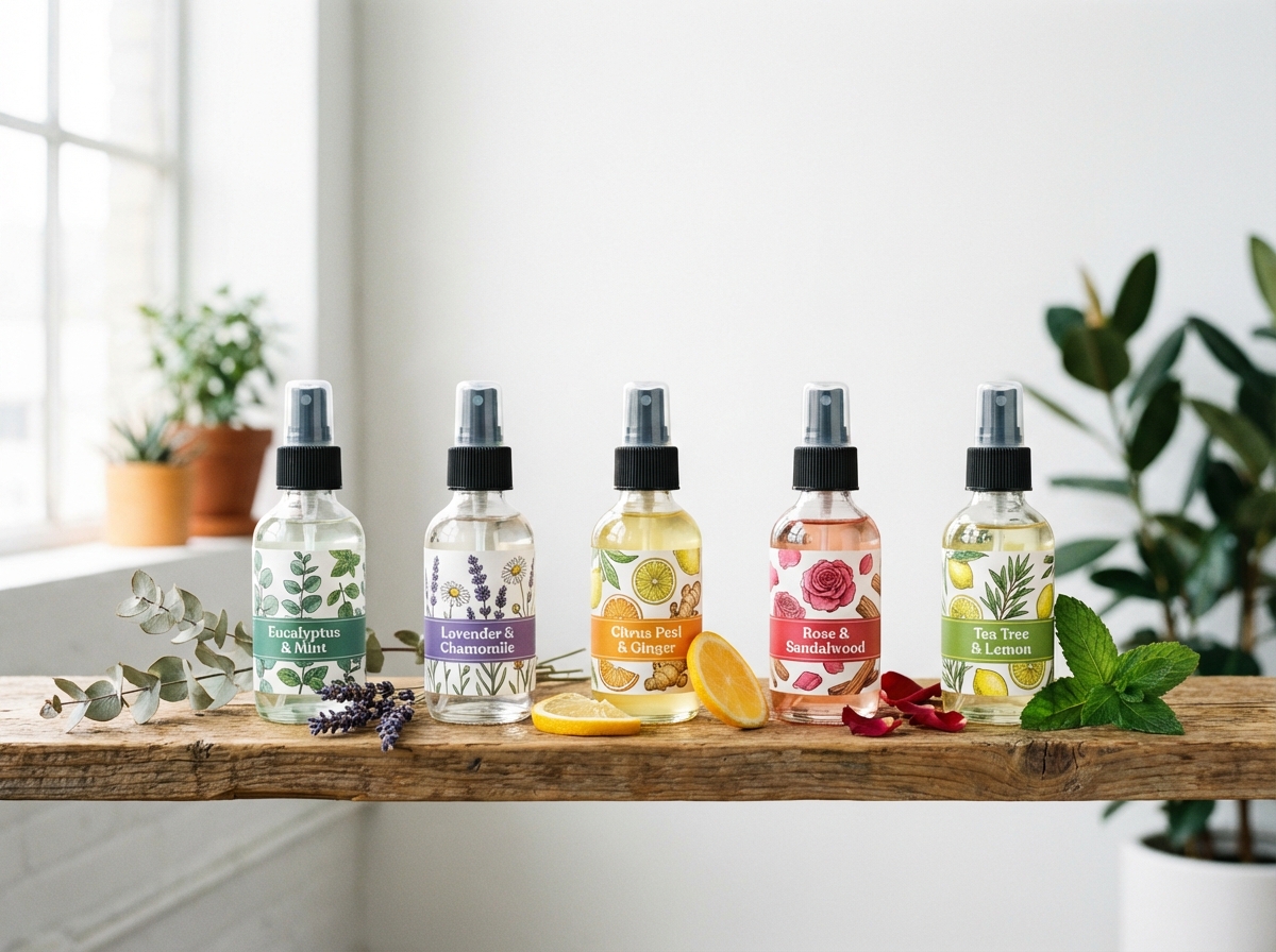 Nhiều chai Abura mùi khác nhau xếp hàng - chọn đúng mùi cho từng không gian