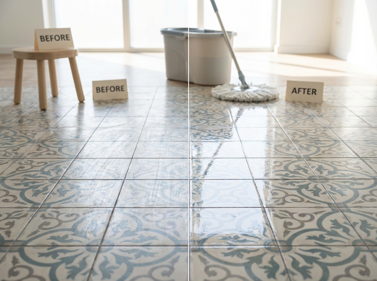 So sánh kết quả lau sàn Earth Choice và Lix