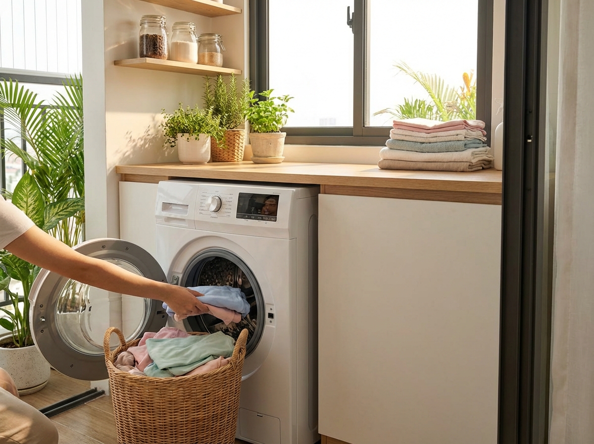 Máy giặt hiện đại với quần áo sạch thơm – hiệu quả giặt không phụ thuộc vào loại bao bì