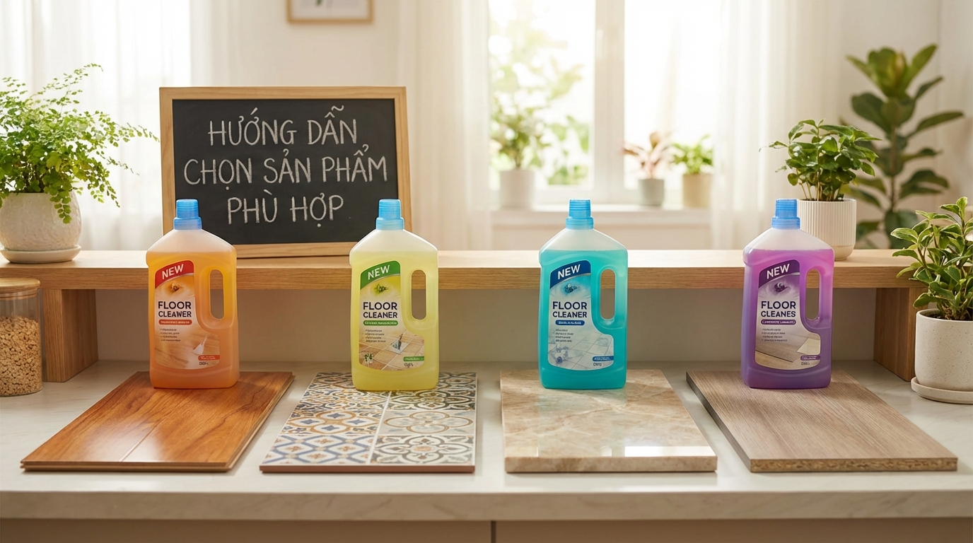 Hướng dẫn chọn nước lau sàn phù hợp cho từng loại sàn