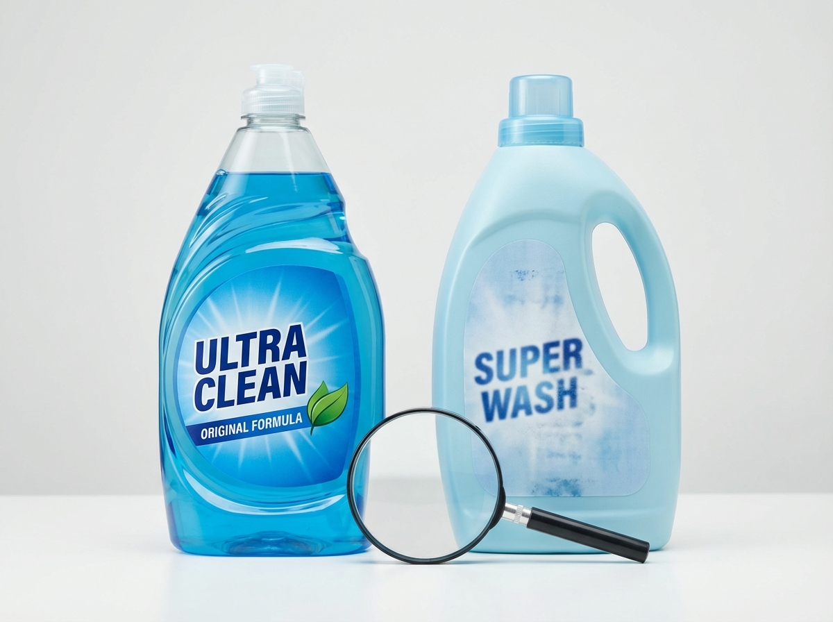 So sánh chai nước giặt thật và giả – nhãn mờ là dấu hiệu rõ nhất