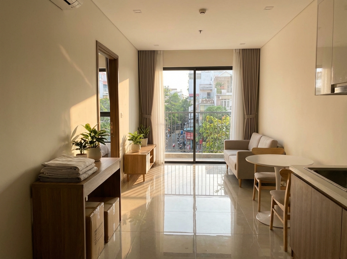 Nhà mới sạch sẽ, sáng sủa sau khi được trang bị đầy đủ đồ vệ sinh