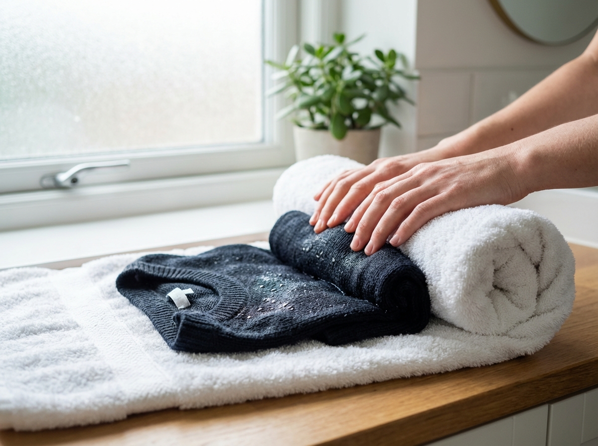 Kỹ thuật cuộn quần áo ướt vào khăn tắm khô để hút nước nhanh