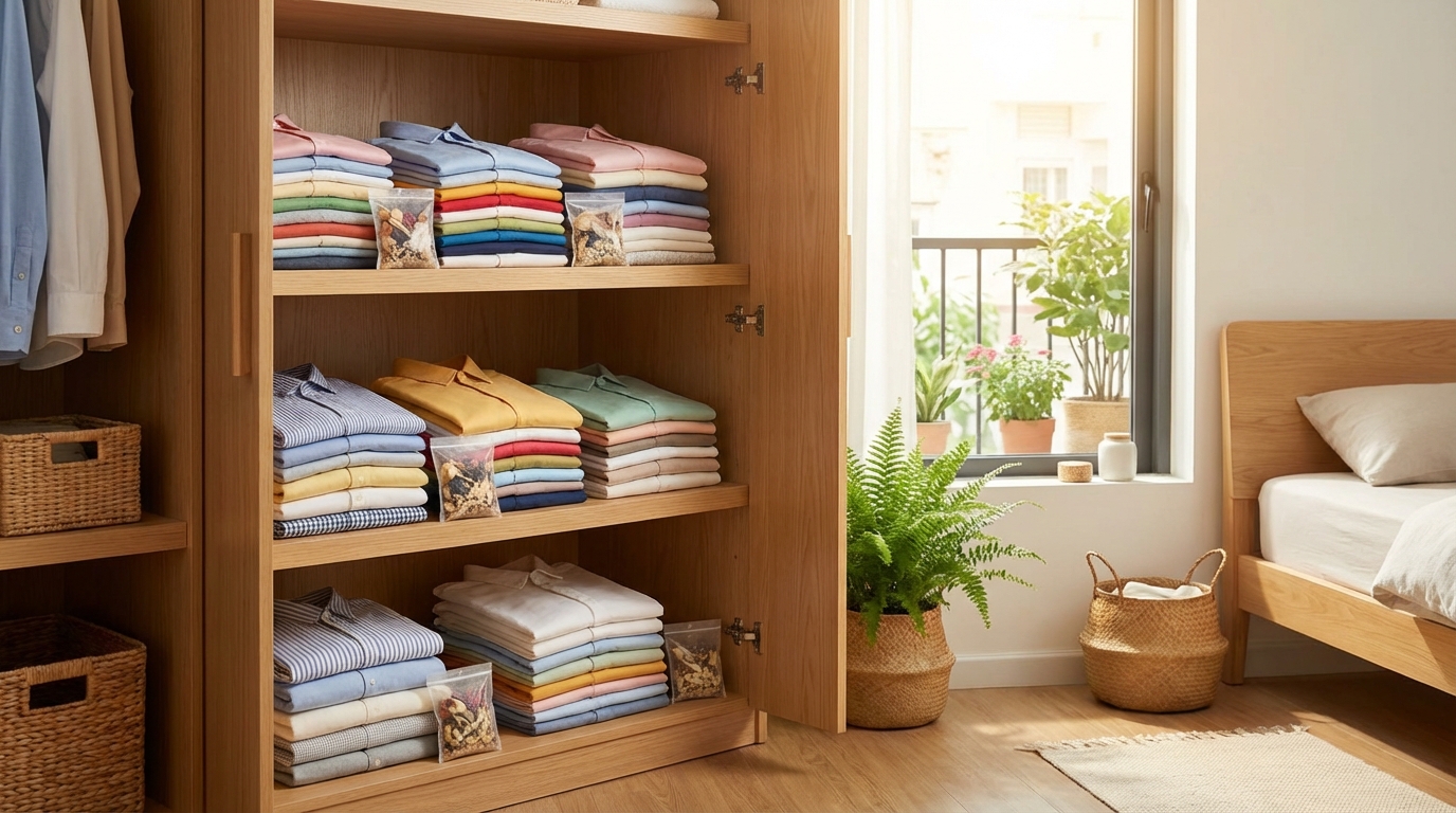 Tủ quần áo sạch sẽ, gọn gàng sau khi xử lý mốc mùa mưa