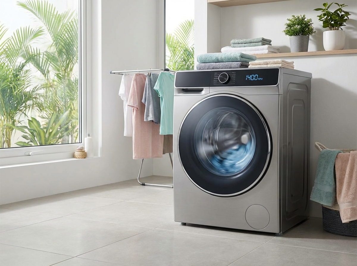 Máy giặt vắt tốc độ cao loại bỏ tối đa lượng nước trước khi phơi trong nhà