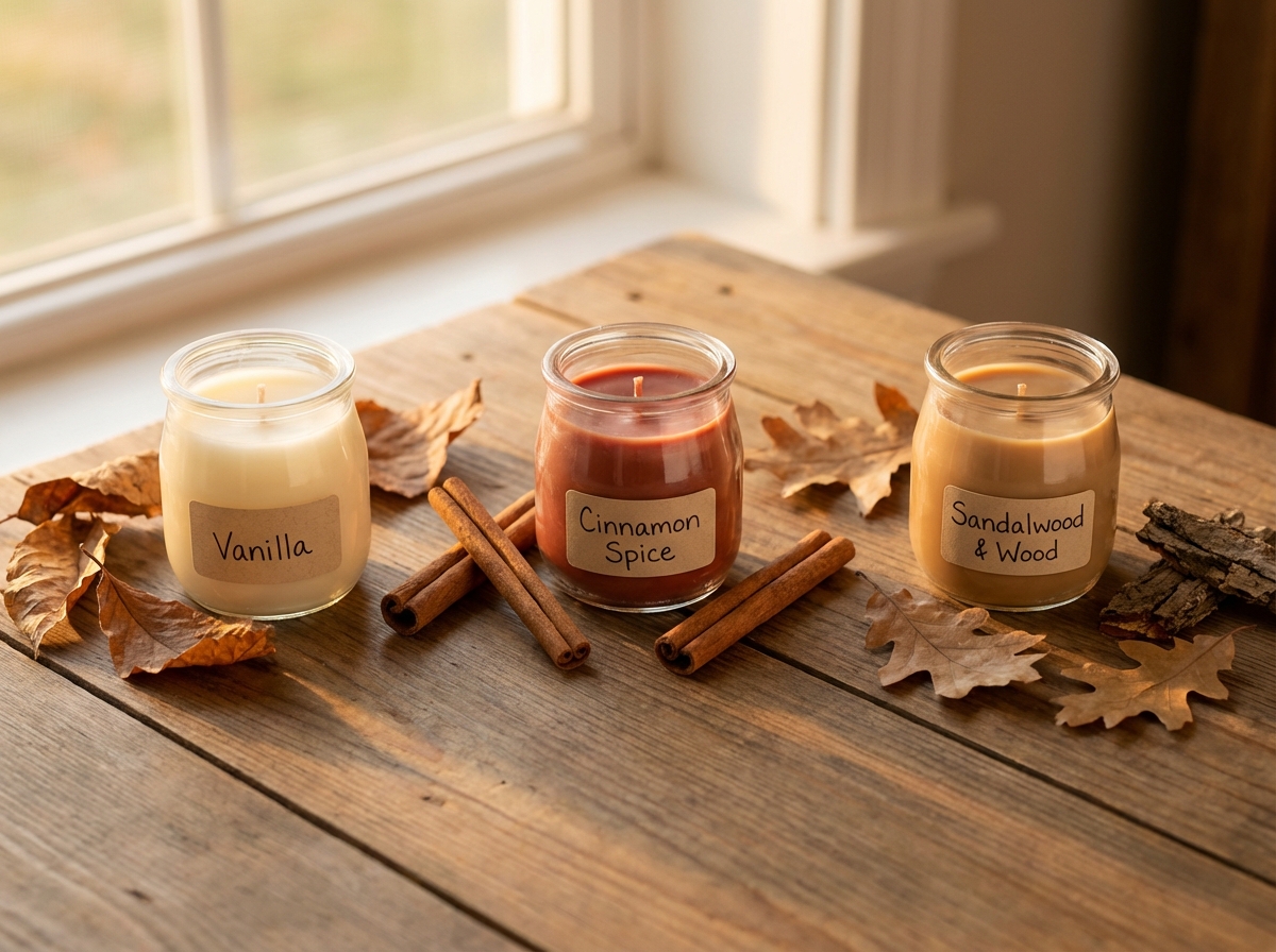 3 loại sáp thơm mùi ấm: vanilla, quế, gỗ đàn hương cho mùa đông