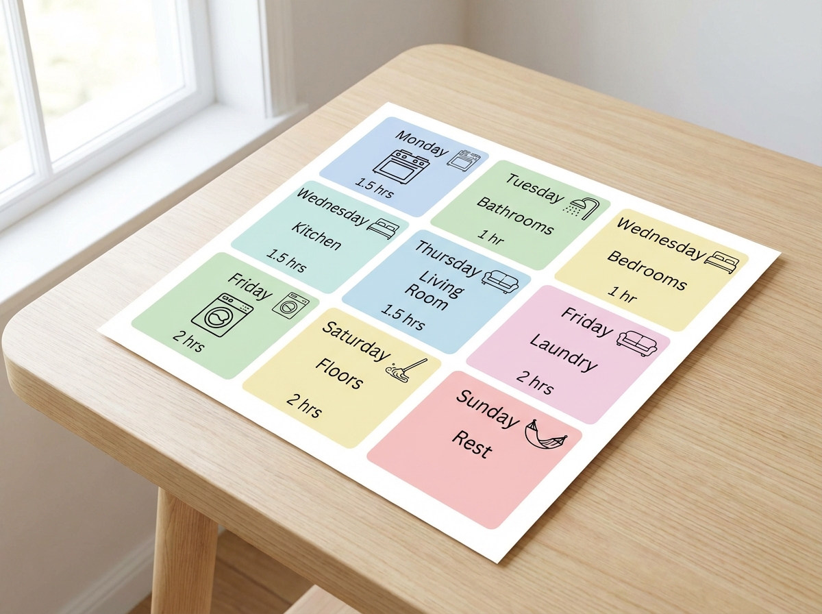 Lịch dọn nhà 7 ngày: mỗi ngày 1 zone và 1 việc daily