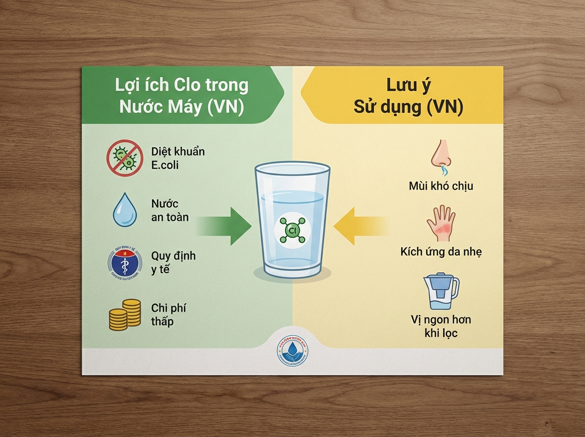 Clo trong nước: cần thiết để an toàn nhưng mùi cần xử lý