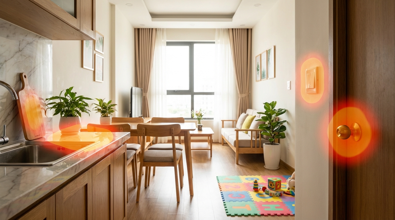 Bản đồ điểm nóng vi khuẩn trong nhà có bé