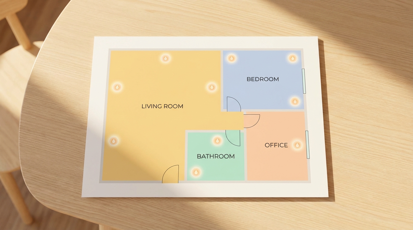Sơ đồ nhà: vị trí đặt sáp thơm tối ưu cho từng phòng