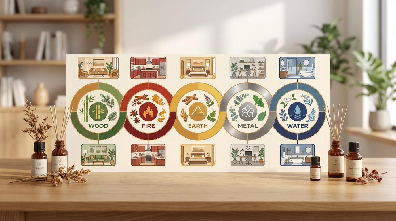 Bảng hương thơm phù hợp từng phòng theo Ngũ Hành