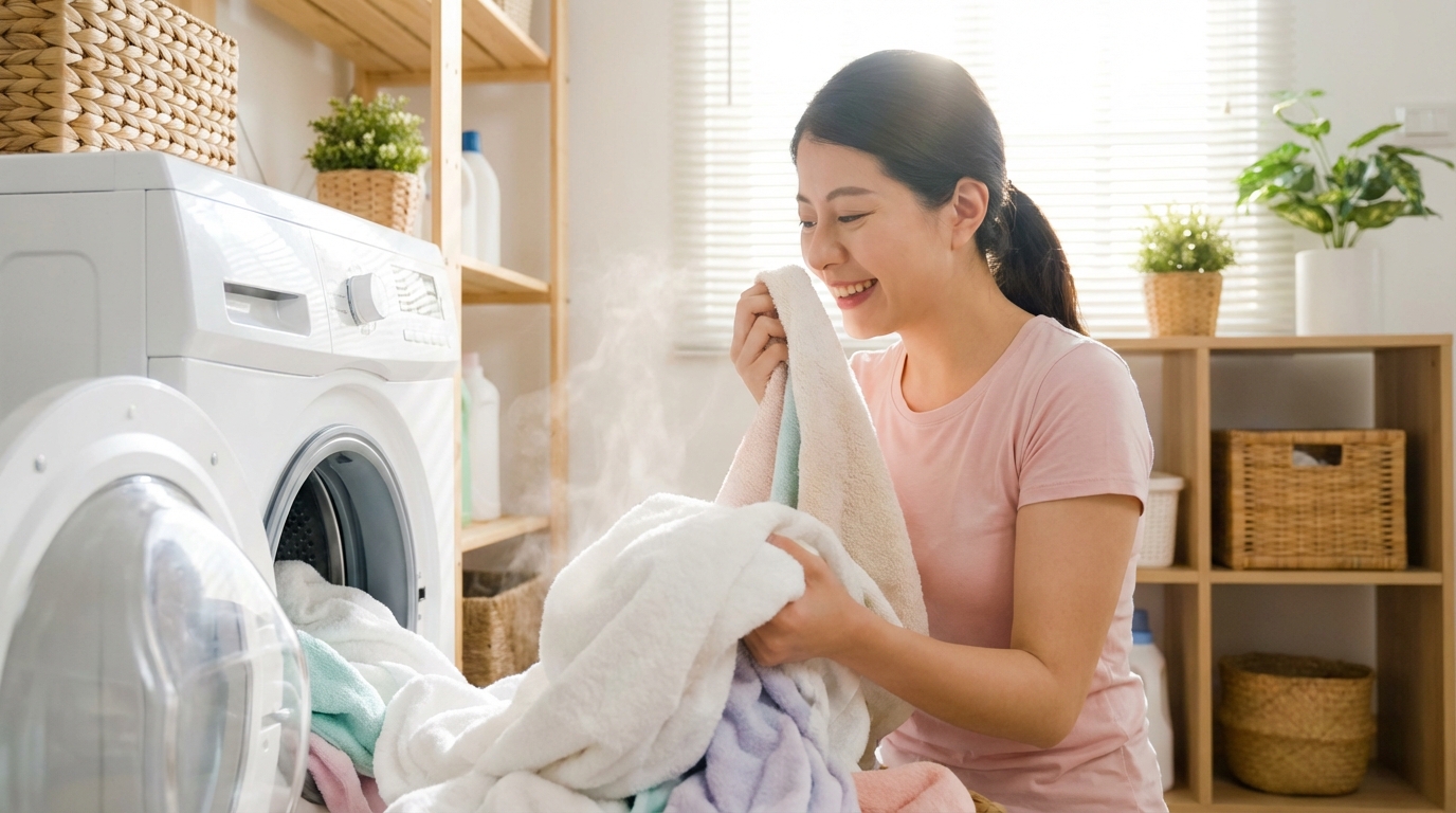 Quần áo thơm mát lấy ra từ máy giặt