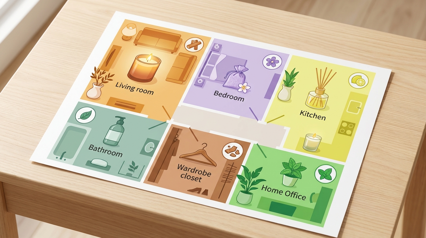 Bản đồ hương thơm với màu sắc khác nhau cho từng khu vực trong ngôi nhà