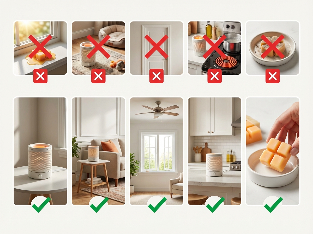 5 sai lầm khi đặt sáp thơm: nắng chiếu, quá thấp, phòng kín, gần bếp, quên thay