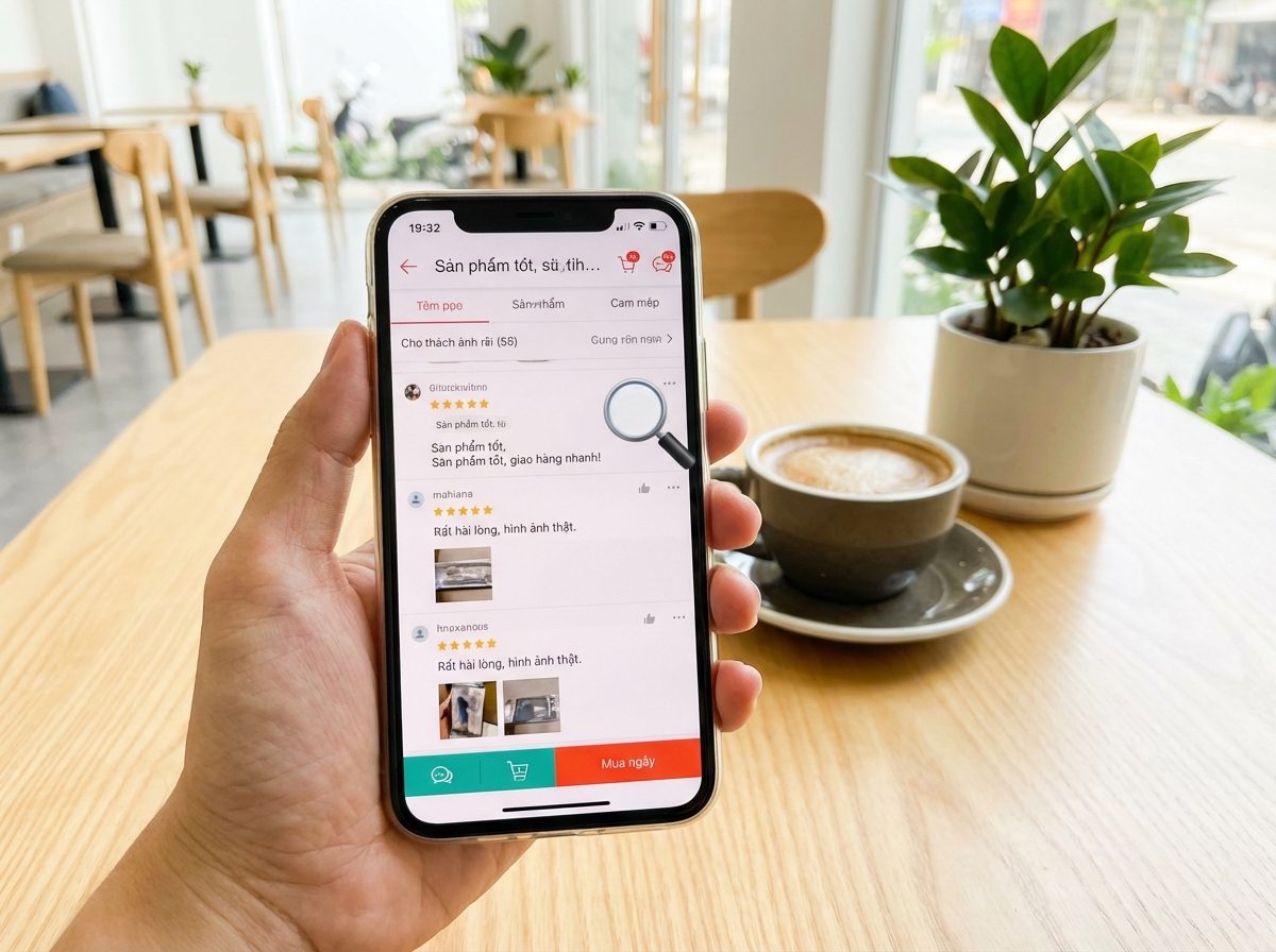 Xem đánh giá và review sản phẩm trước khi mua trên ứng dụng mua sắm