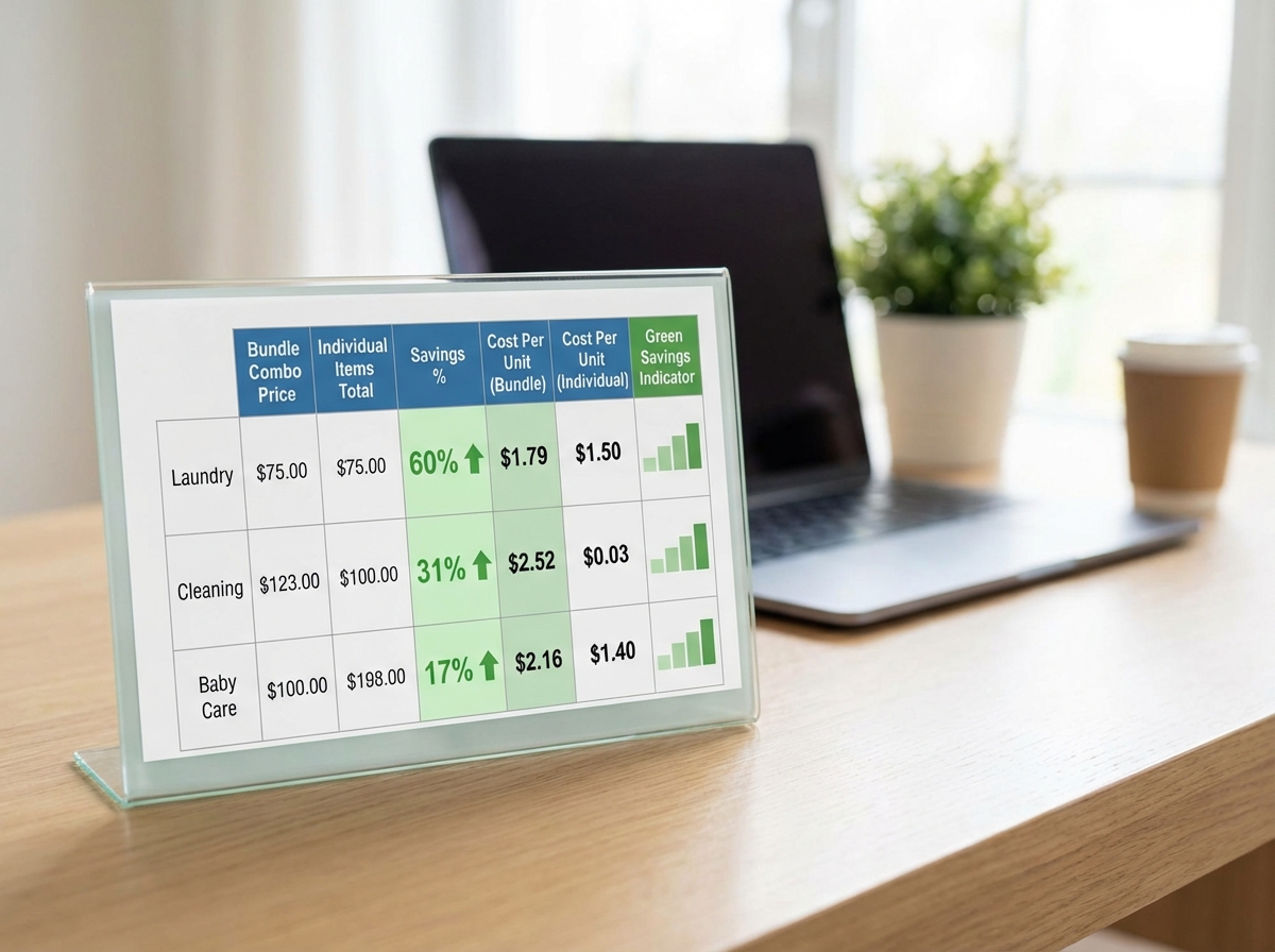 Bảng so sánh giá combo vs mua lẻ cho 3 loại combo sản phẩm gia dụng phổ biến