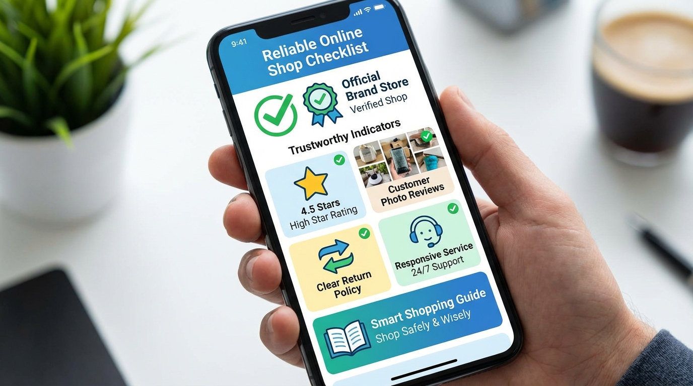 Checklist chọn shop online uy tín: rating cao, review có ảnh, chính sách đổi trả rõ ràng